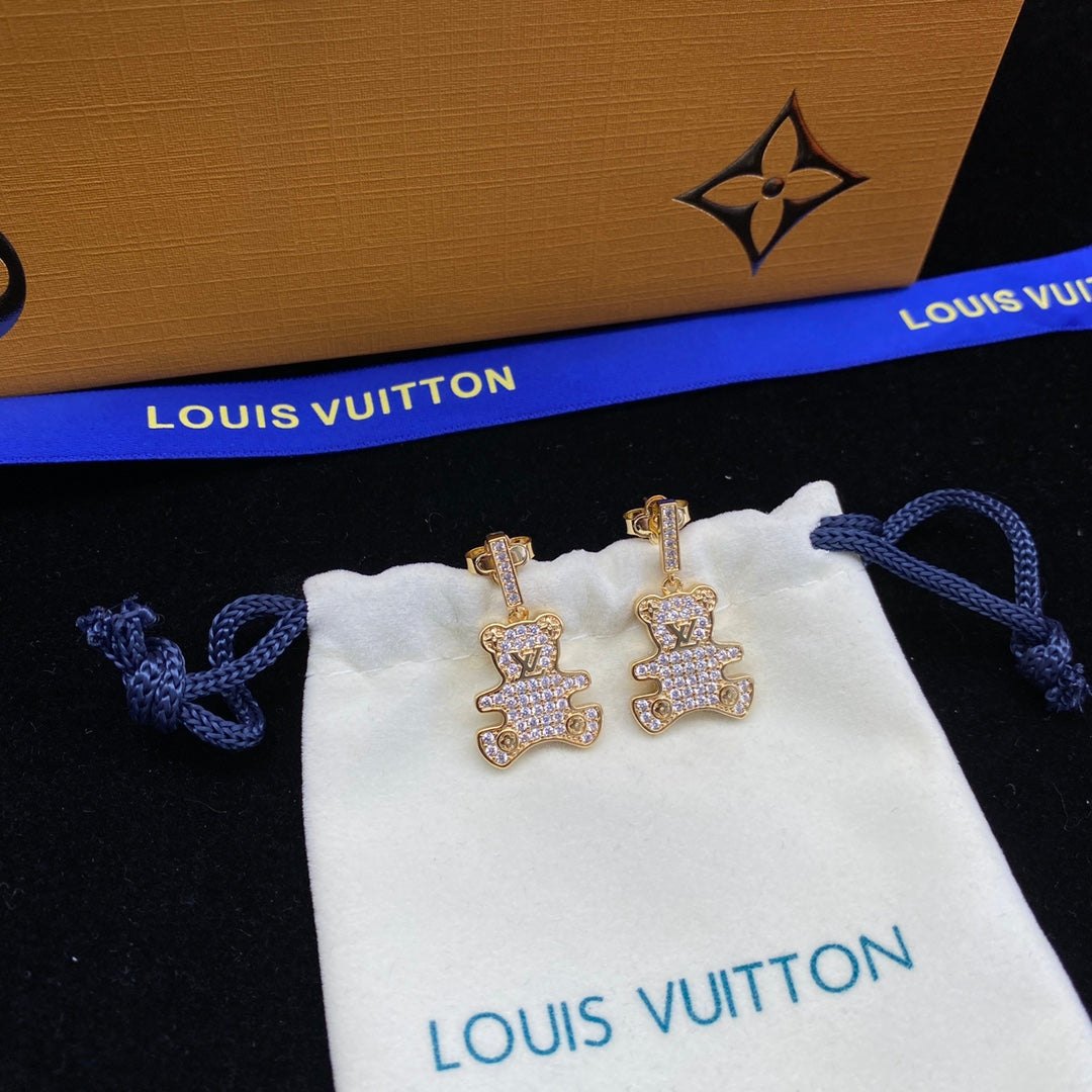 2025 Full Diamond Bear Drop Earrings