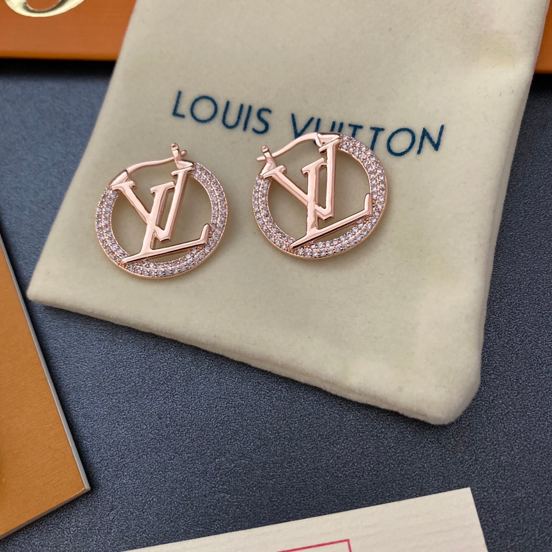 2025 Classic Diamond Logo Hoop Earrings