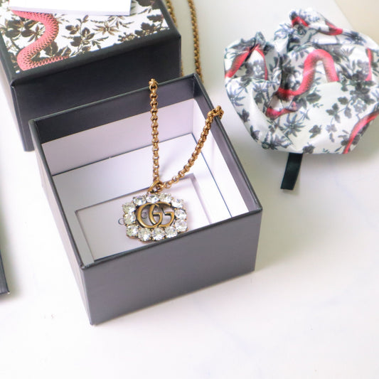 2025 Retro Distressed Crystal Necklace with Diamonds Necklace