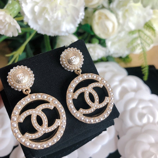 2025 Luxury Pearl Big Circle Pendant Earrings