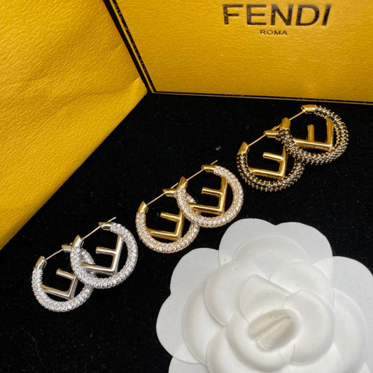 2025 Elegant rhinestone round letter earrings